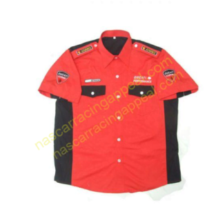 Ducati Racing Shirt, Red with Black Trim Crew Shirt, NASCAR Shirt,