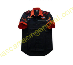 Harley Davidson Racing Shirt, Crew Shirt Black and Orange Trim, NASCAR Shirt,