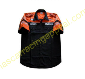 Harley Davidson Racing Shirt, Crew Shirt Black and Orange, NASCAR Shirt,
