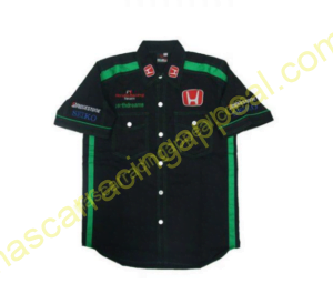 Honda Racing Shirt, Crew Shirt Black And Dark Green, NASCAR Shirt,