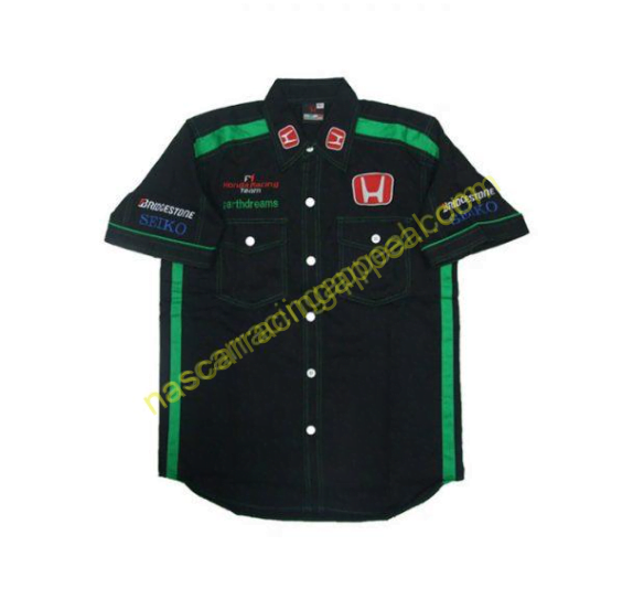 Honda Racing Shirt, Crew Shirt Black And Dark Green, NASCAR Shirt ...