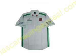 Honda Racing Shirt, Crew Shirt White And Dark Green, NASCAR Shirt,