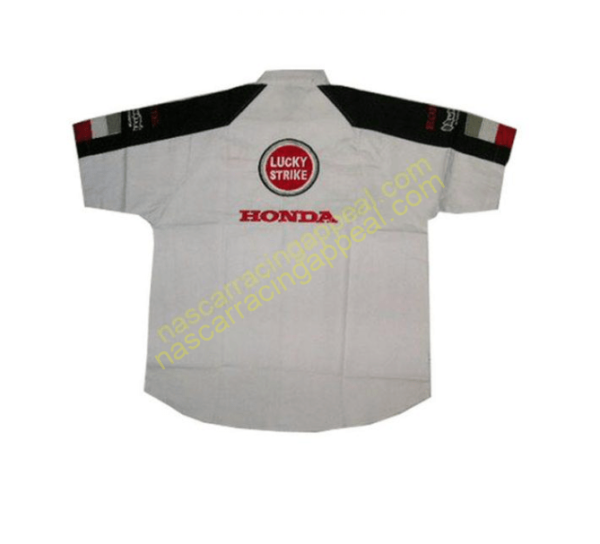 Honda Racing Shirt, Lucky Strike White Crew Shirt, NASCAR Shirt,v