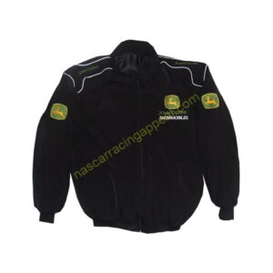 John Deere Snowmobiles Black Racing Jacket, NASCAR Jacket,