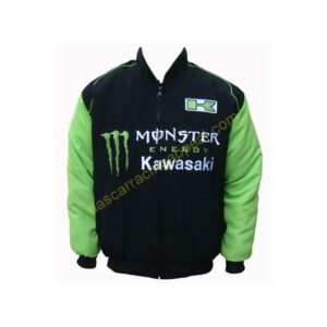 Kawasaki Energy, Motorcycle Jacket, Black and Green, NASCAR Jacket
