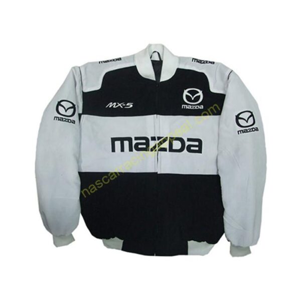 Mazda MX-5 Miata Racing Jacket Black and White, NASCAR Jacket,