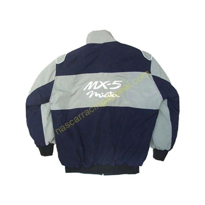Mazda MX-5 Miata Racing Jacket, Dark Blue and Gray, NASCAR Jacket ...