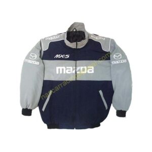 Mazda MX-5 Miata Racing Jacket, Dark Blue and Gray, NASCAR Jacket,