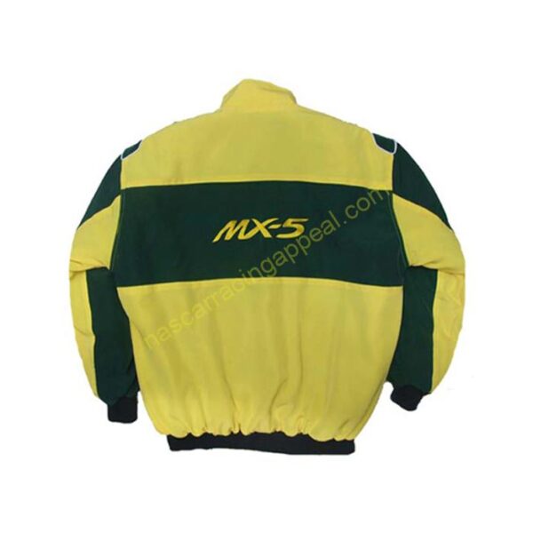 Mazda MX-5 Miata Racing Jacket Dark Green and Yellow, NASCAR Jacket,