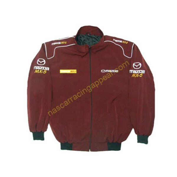 Mazda MX-5 Miata Racing Jacket Maroon, NASCAR Jacket,