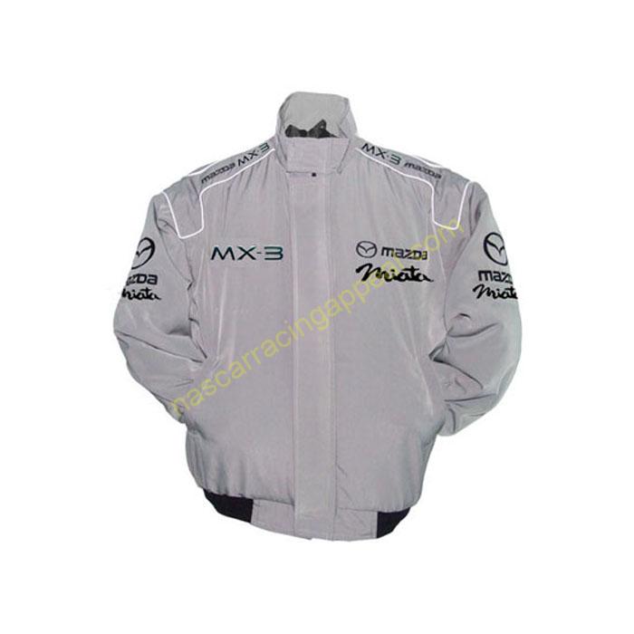 Mazda Miata Racing Jacket Gray, NASCAR Jacket, - Nascar Racing Appeal