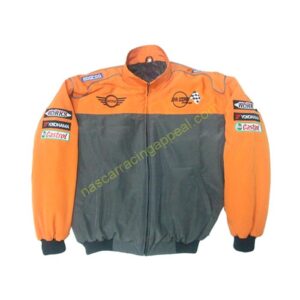 Mini Cooper Racing Jacket Orange and Gray, NASCAR Jacket,