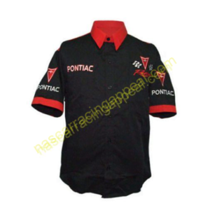 Pontiac Racing Shirt, Racing Collar Pit Crew Shirt Black with Red, NASCAR Shirt,