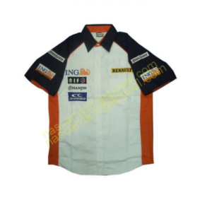 Renault Racing Shirt, Crew Shirt White Black Orange, NASCAR Shirt,