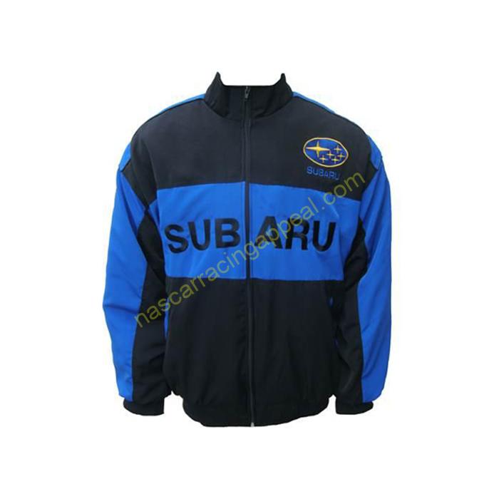 Order your race car jackets from NascarRacingAppeal in the United States 4 Subaru Blue and Black Rally Team Jacket front 1