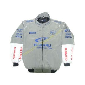 Subaru Racing Jacket Light Gray and White, NASCAR Jacket,