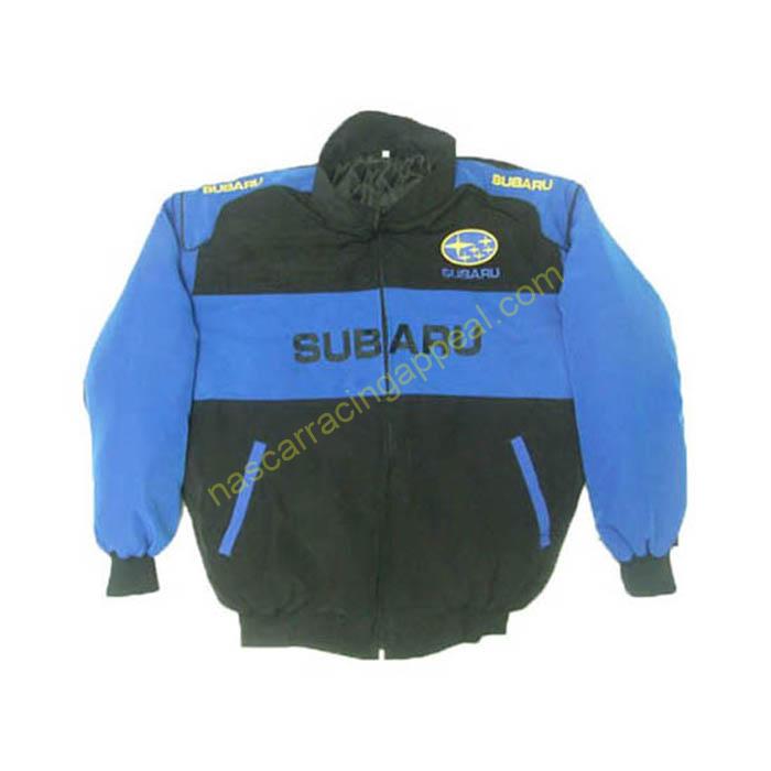 Order your race car jackets from NascarRacingAppeal in the United States 5 Subaru Racing Jacket Black and Royal Blue front 1