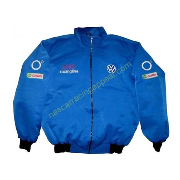 VW Volkswagen Blue Embroidered Racing Jacket, NASCAR Jacket,