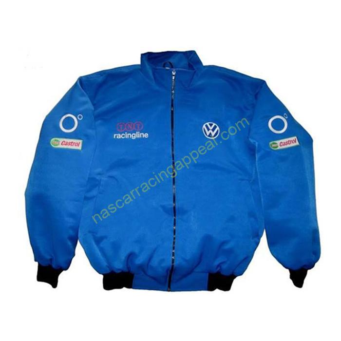 VW Volkswagen Blue Embroidered Racing Jacket, NASCAR Jacket ...