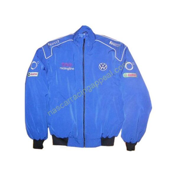 VW Volkswagen Blue Racing Jacket Coat, NASCAR Jacket,