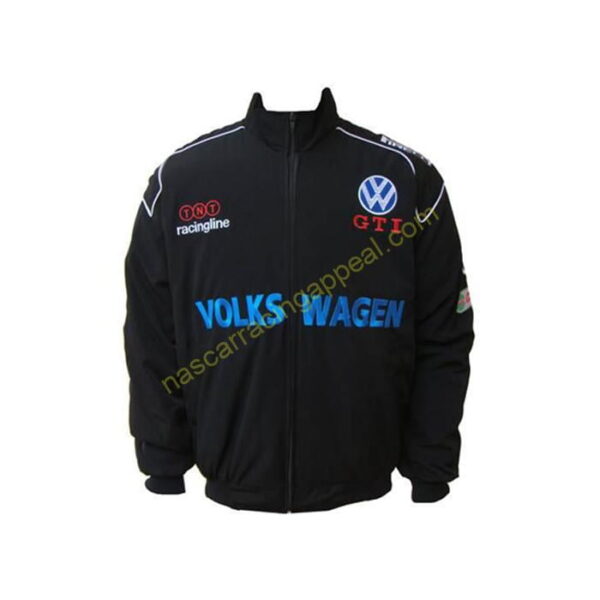 Volkswagen GTI Black Embroidered Racing Jacket, NASCAR Jacket,
