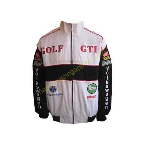 Volkswagen Golf GTI White Racing Jacket, NASCAR Jacket,