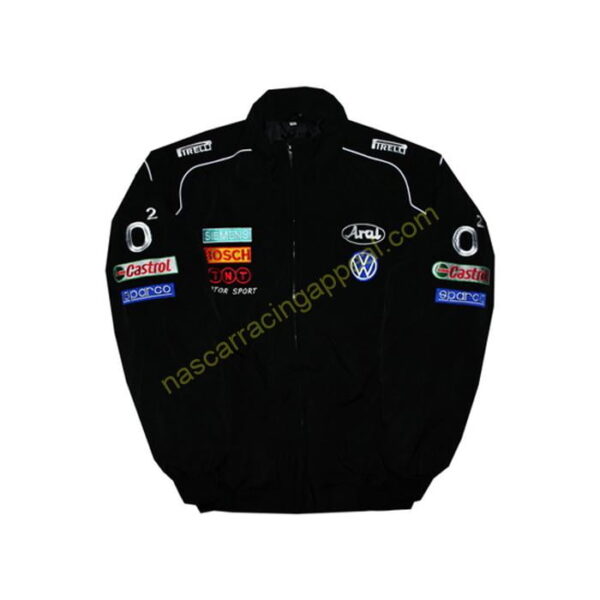 Volkswagen Pirelli Black Racing Jacket, NASCAR Jacket,