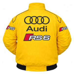 Yellow Audi RS6 racing jacket back embroidered logo