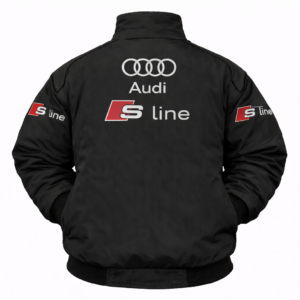 Gray Audi S Line racing jacket front embroidered