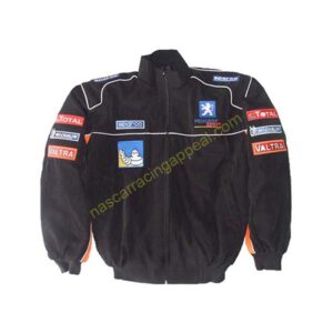 Peugeot Racing Jacket Black and Orange, NASCAR Jacket,