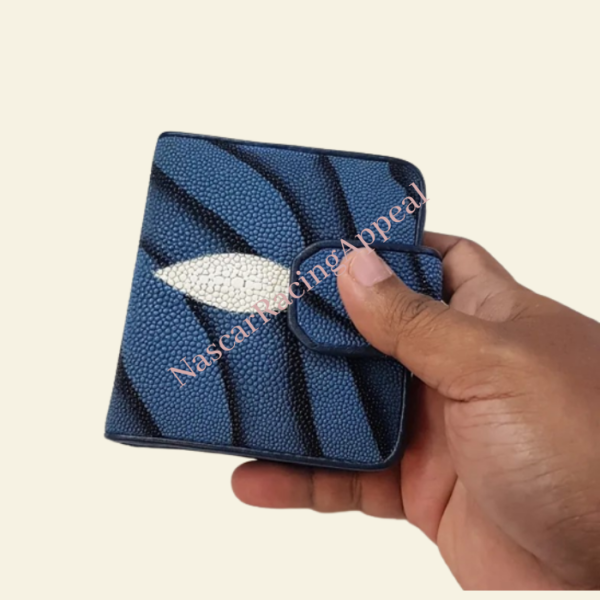 Blue Grade A stingray leather wallet