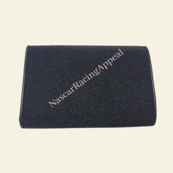 Dark blue Skin Leather 3 fold short wallet