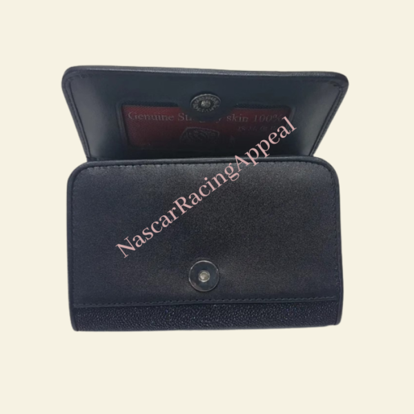 Dark blue Skin Leather 3 fold short wallet