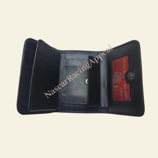 Dark blue Skin Leather 3 fold short wallet