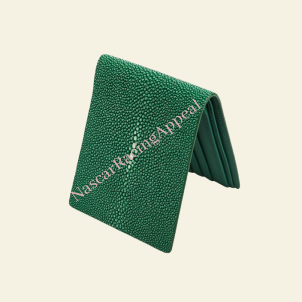 Green Polished Stingray Skin Leather Wallet