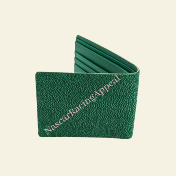 Green Polished Stingray Skin Leather Wallet | Green Leather Wallet - Image 7