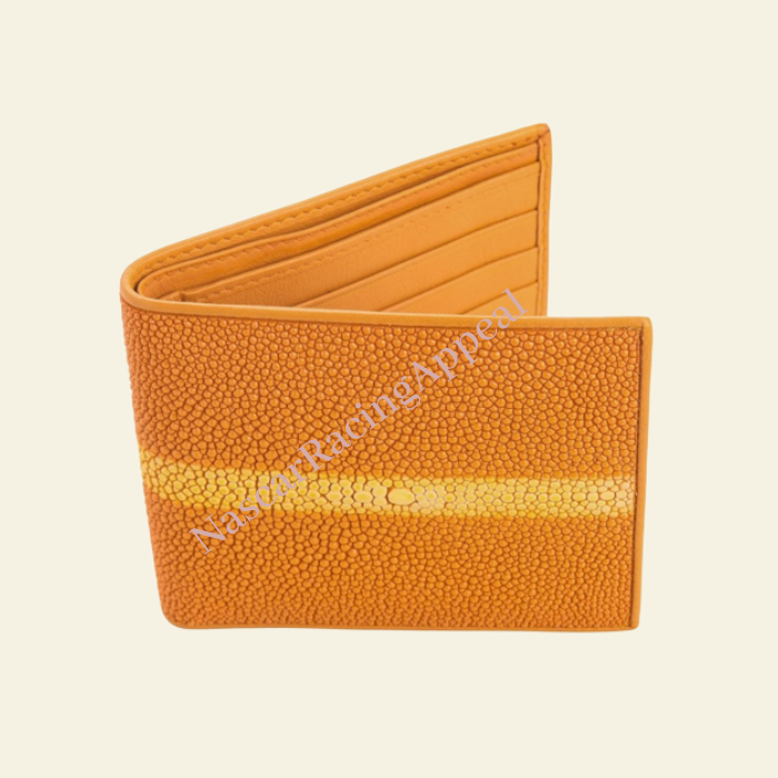 Orange Stingray Skin Wallet Manufactured From NascarRacingAppeal
