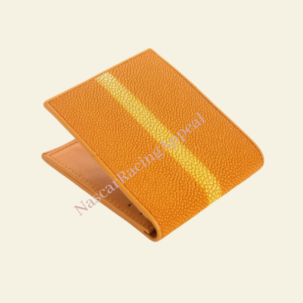 Orange Stingray Skin Wallet Manufactured From NascarRacingAppeal