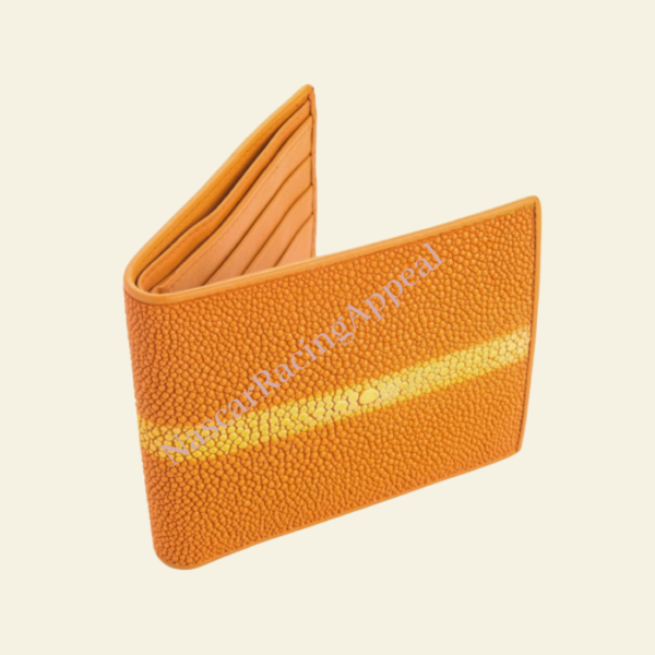 Orange Stingray Skin Wallet Manufactured From NascarRacingAppeal