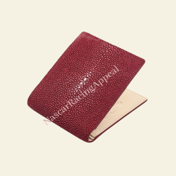 Red Leather with White Pearl Wallet Manufactured From NascarRacingAppeal