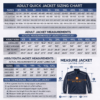Adult and kids jacket sizing chart with quick jacket measurement guide and how to measure instructions