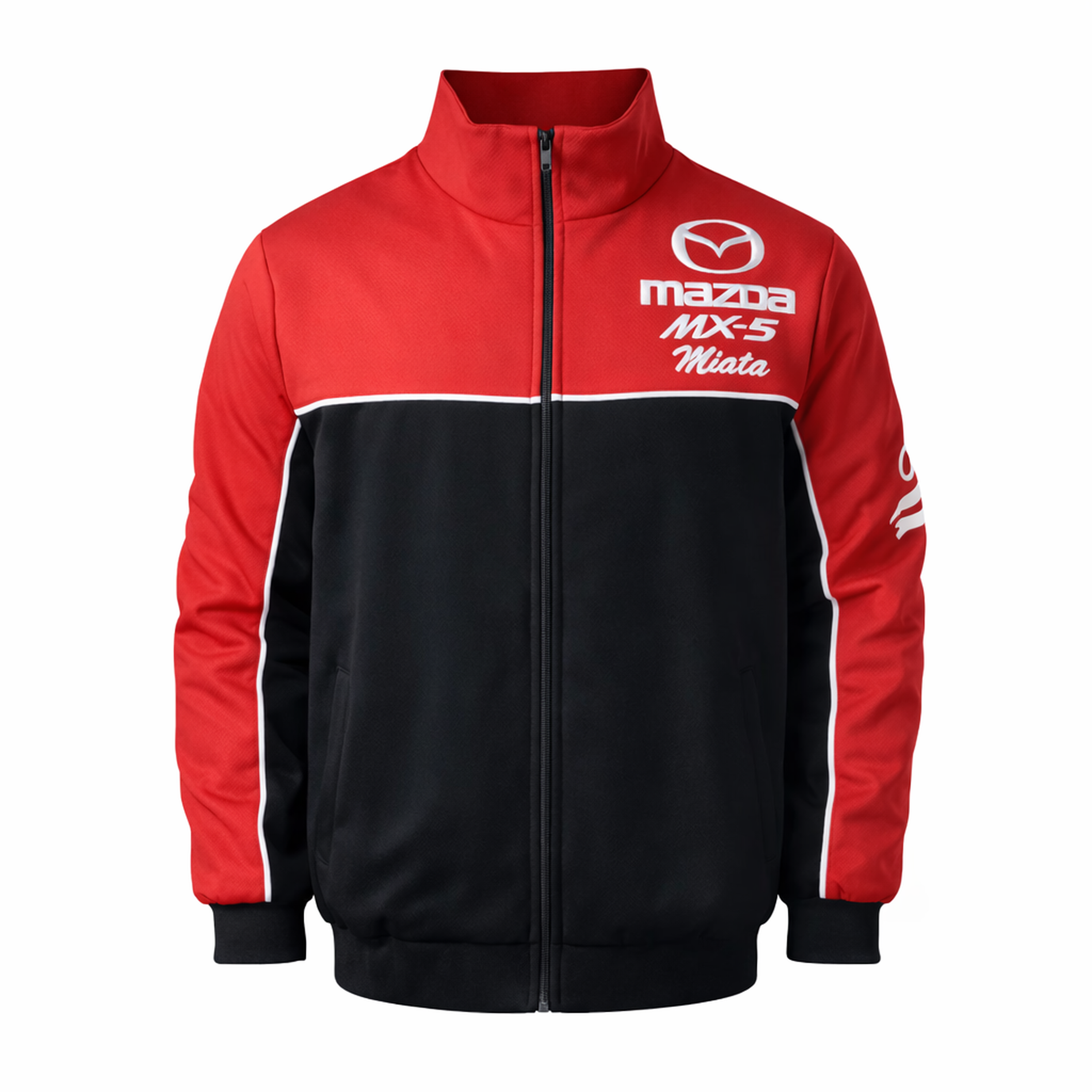 Mazda MX-5 Racing Jacket Black and Dark Red, NASCAR Jacket 1 Mazda MX-5 Racing Jacket Black and Dark Red, NASCAR Jacket