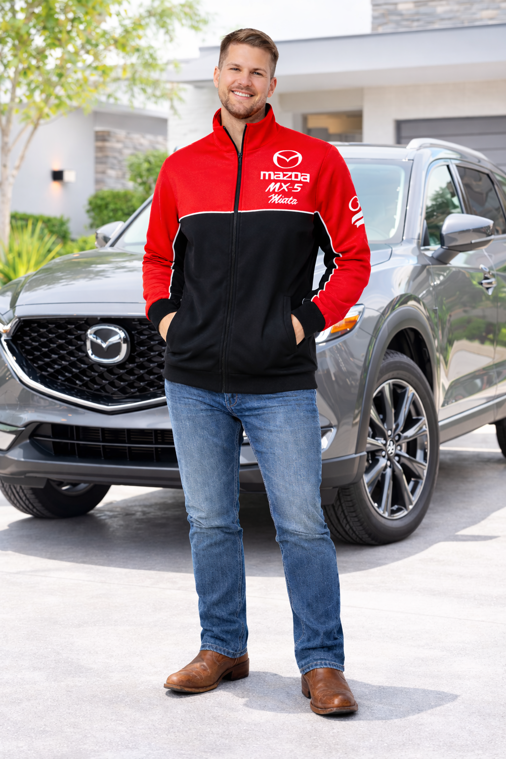 Mazda MX-5 Racing Jacket Black and Dark Red, NASCAR Jacket 5 Mazda MX-5 Racing Jacket Black and Dark Red, NASCAR Jacket - Image 5