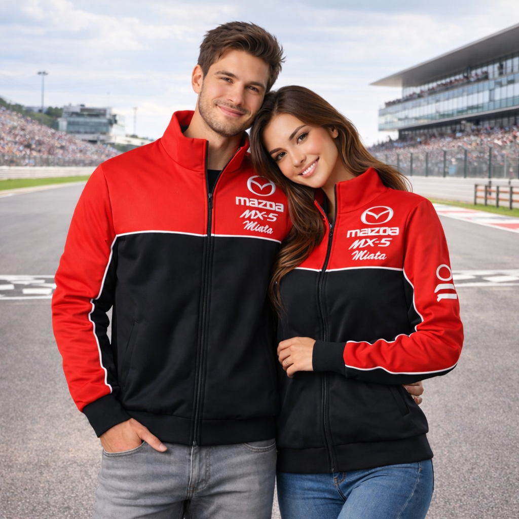 Mazda MX-5 Racing Jacket Black and Dark Red, NASCAR Jacket 4 Mazda MX-5 Racing Jacket Black and Dark Red, NASCAR Jacket - Image 4