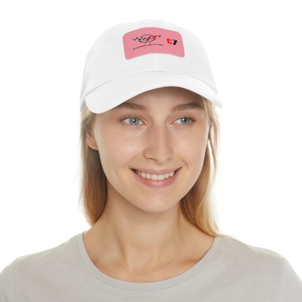 Copy of Corvette C7, White, Personalized Hats, Custom Hats, Custom Company Hats, Business, Teams, Event Hats Dad Hat with Leather Patch - Image 12