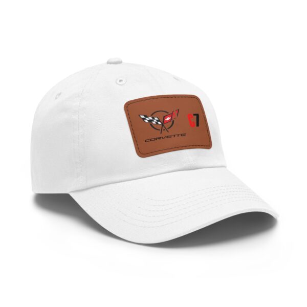 Copy of Corvette C7, White, Personalized Hats, Custom Hats, Custom Company Hats, Business, Teams, Event Hats Dad Hat with Leather Patch - Image 2