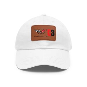 Corvette C3, White, Personalized Hats, Custom Hats, Custom Company Hats, Business, Teams, Event Hats Dad Hat with Leather Patch
