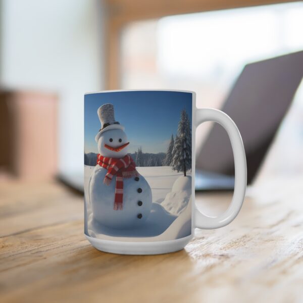 Christmas Merry XMass Coffee Ceramic Mug, Christmas Coffee cap, Christmas Coffee mug, Coffee mug, ceramic mug, Blue White ceramic mug, 15oz - Image 4