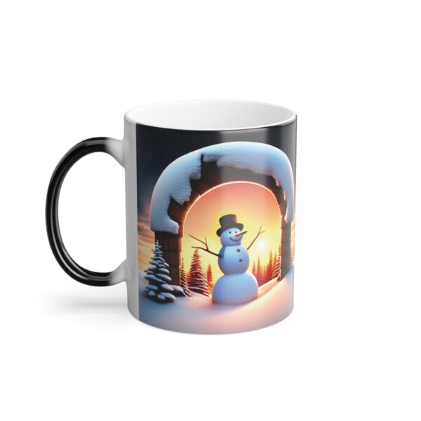 3D Snowman In Snowflakes Color Morphing Mug, Formula 1, ceramic mugs, coffee mugs, office water mugs, hot drink mugs, F1 water Mug, 11oz - Image 3