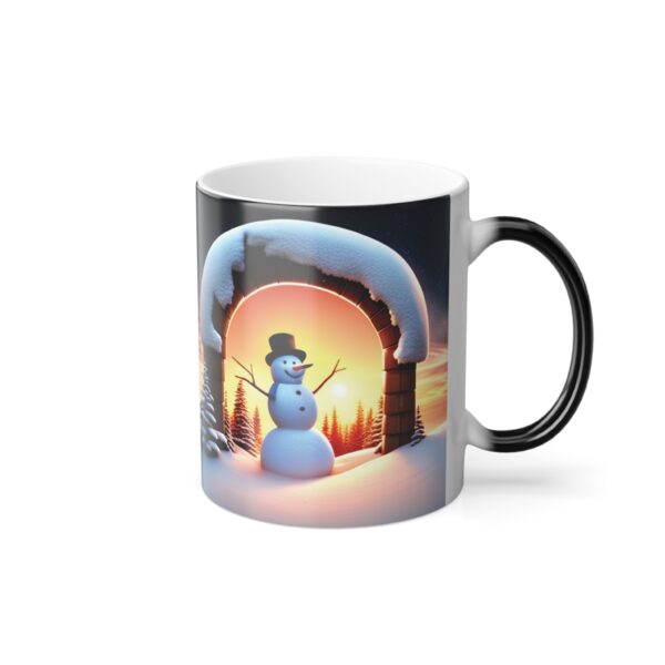 3D Snowman In Snowflakes Color Morphing Mug, Formula 1, ceramic mugs, coffee mugs, office water mugs, hot drink mugs, F1 water Mug, 11oz - Image 4